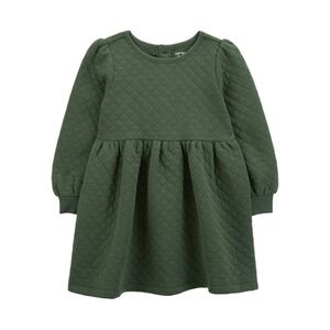 Olive Green Quilted Kids Dress 3T